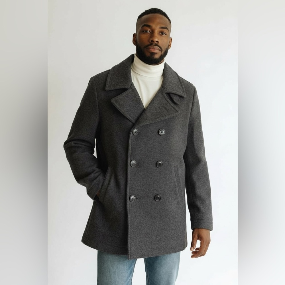 Old Navy Wool Blend Peacoat Men’s Small Charcoal Double Breasted